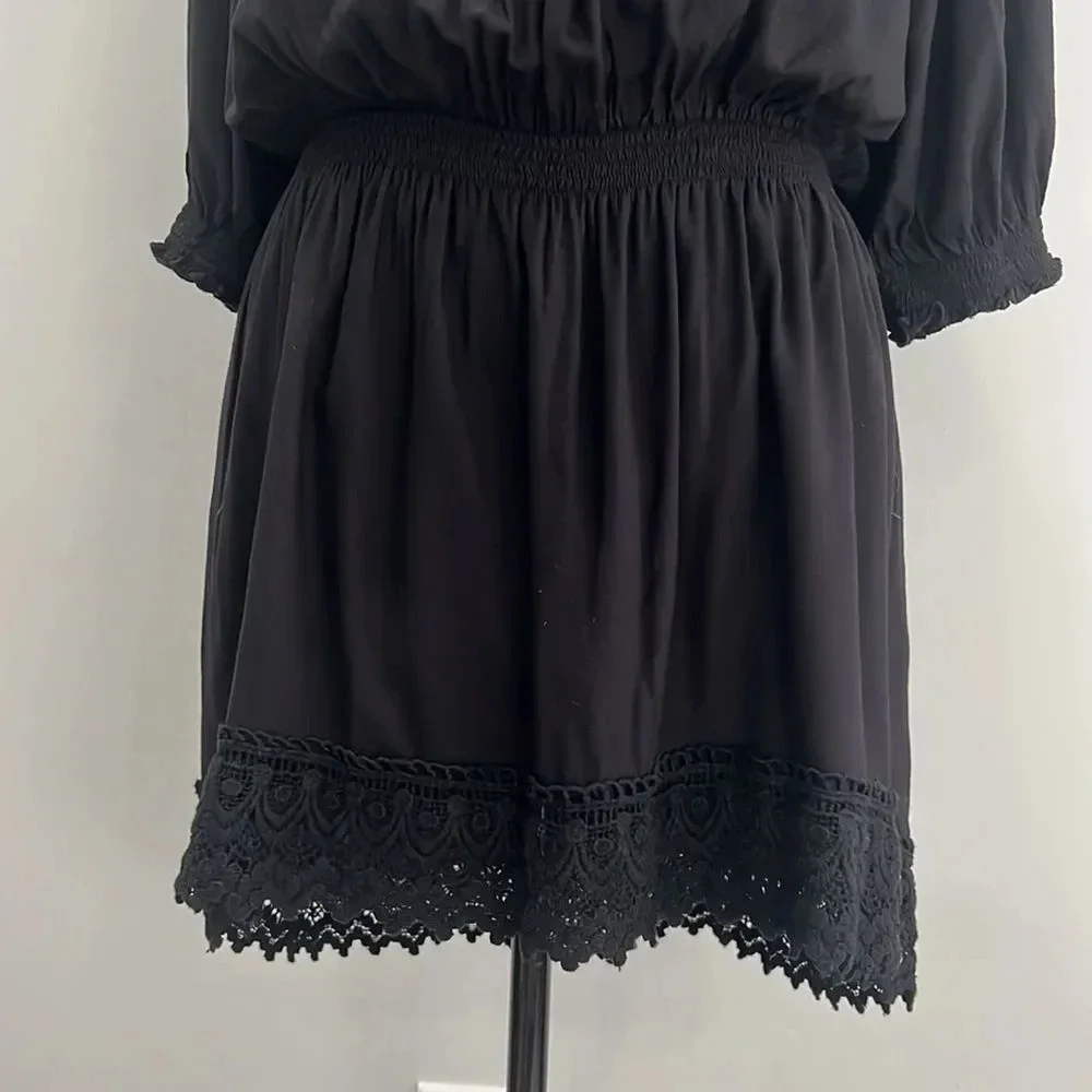 Melissa Odabash Mini Dress Size M Ivy Bandeau Strapless Crochet Sexy - Black - Picture 8 of 12